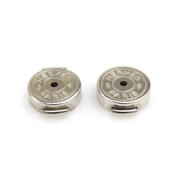 HERMES H Cube Pierce Earrings Silver/Magenta Metal/Enamel - Picture 8 of 10